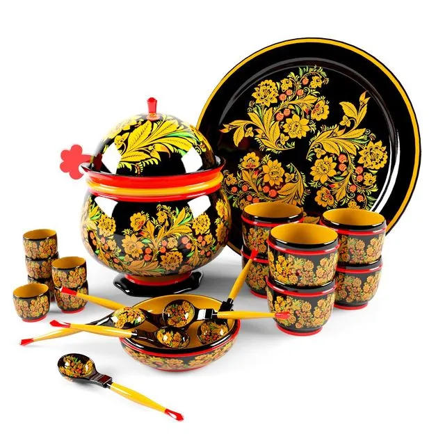 Khokhloma. Cookware set 3D Model Khokhloma. Cookware set 3D Model
