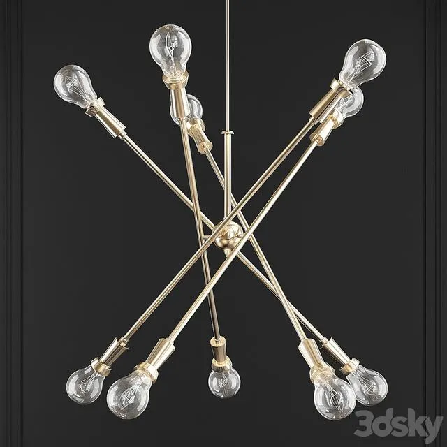 Kichler Armstrong 10-Light Large Chandelier in Natural Brass 3D Model