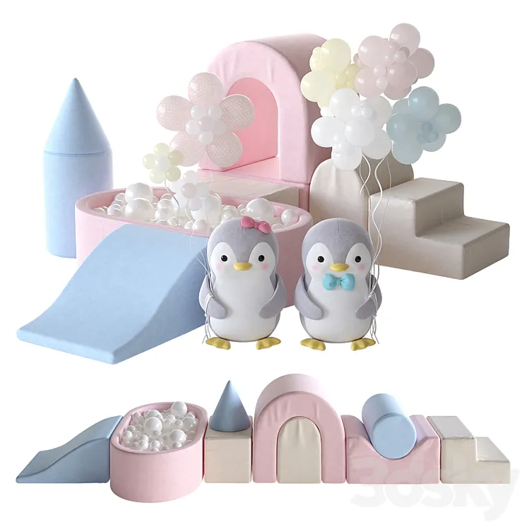 KIDKII Lux Foam Play Set with Ball Pit for kids and cute little penguins 3D Model Free Download KIDKII Lux Foam Play Set with Ball Pit for kids and cute little penguins 3D Model Free Download