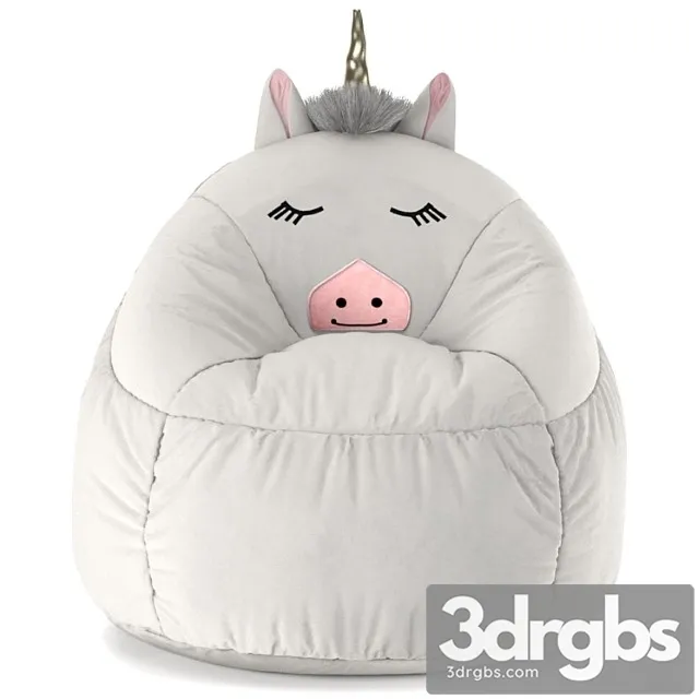 Kids Bean Bag Chair White Unicorn Pillowfort 3D Model Download