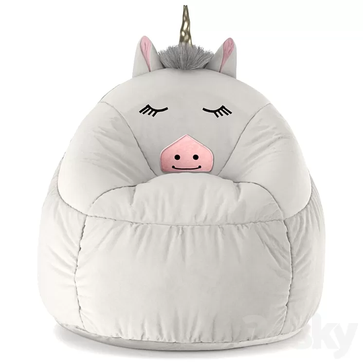 Kids Bean Bag Chair White Unicorn – Pillowfort  3D Model