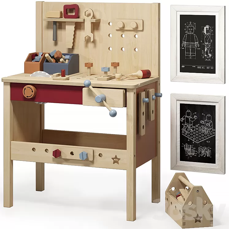 Kids Concept Tool Bench 3D Model Free Download