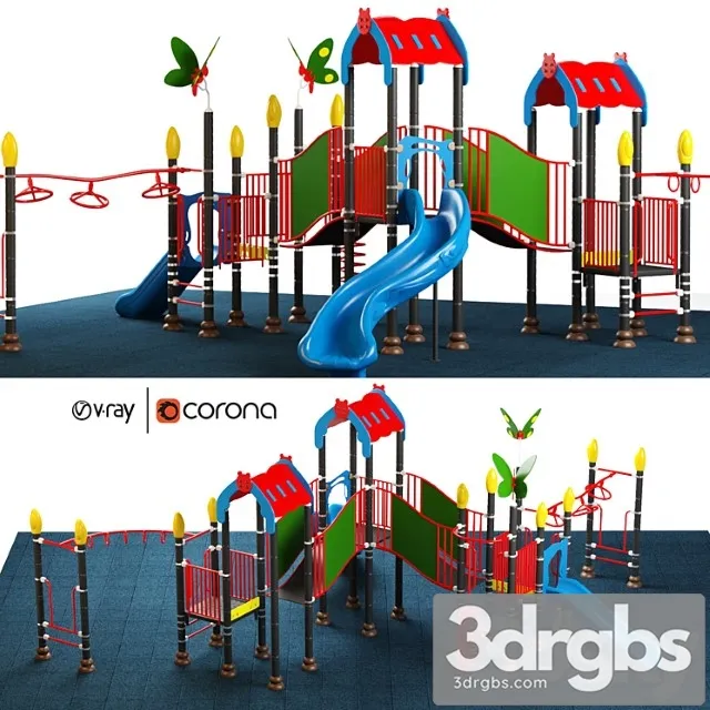 Kids Equipment with Slide Climbing 08 3D Model Download