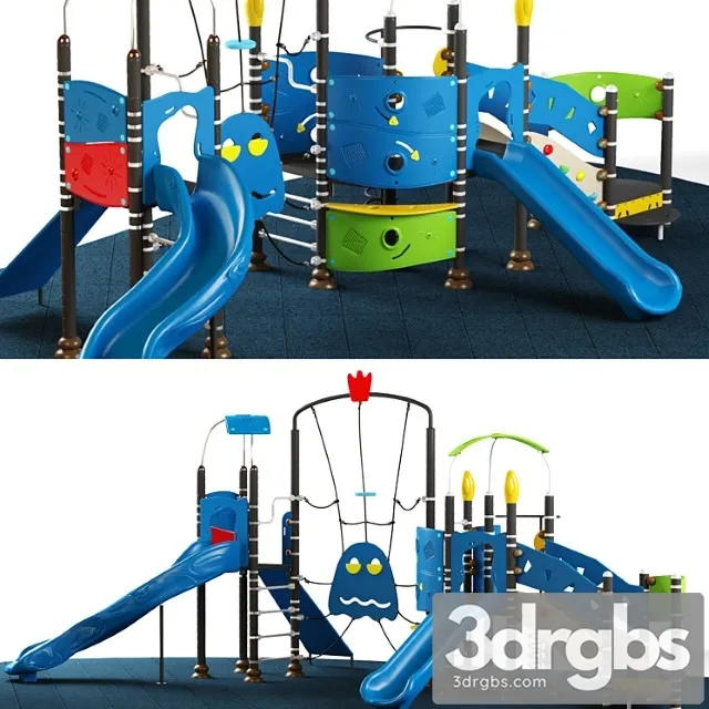 Kids Equipment with Slide Climbing 09 3D Model Download