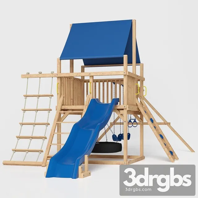 Kids Outdoor Play Equipment Wood 3D Model Download