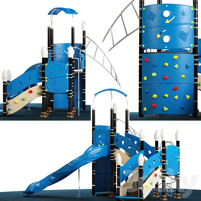 Kids playground equipment with slide climbing 03 3D Model Kids playground equipment with slide climbing 03 3D Model
