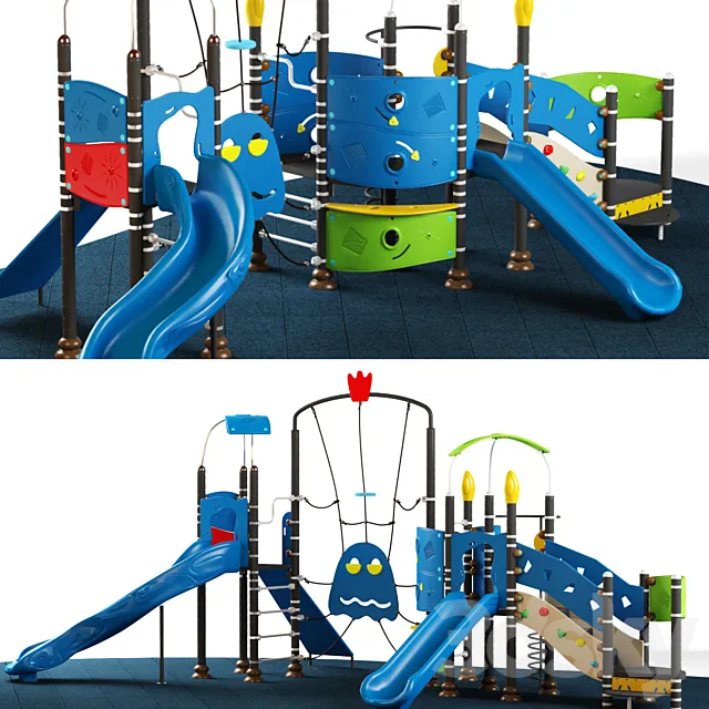 Kids playground equipment with slide climbing 09 3D Model Kids playground equipment with slide climbing 09 3D Model