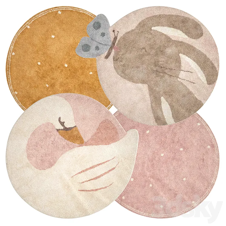 Kids Rugs set Little Dutch 3D Model Free Download