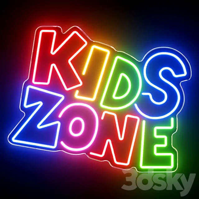 Kids Zone Neon Sign 3D Model Kids Zone Neon Sign 3D Model