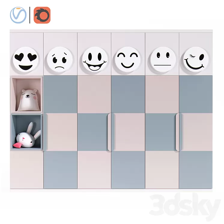 kidsroom wardrobe 3D Model kidsroom wardrobe 3D Model