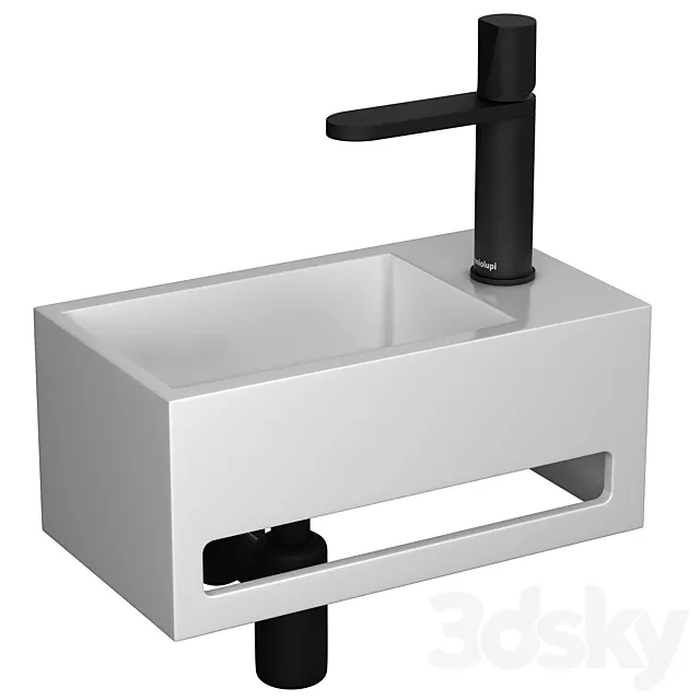 Kingkonree Wall Hung mini sink & Antoniolupi Indigo faucet 3D Model Kingkonree Wall Hung mini sink & Antoniolupi Indigo faucet 3D Model