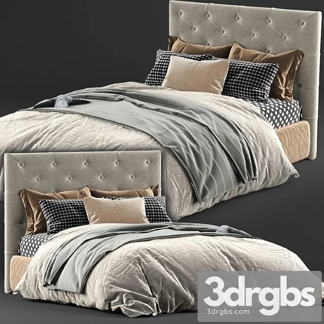 Kingston queen bed & mattress 2 3D Model Download