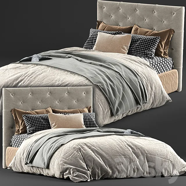 Kingston queen bed & mattress 3DModel Kingston queen bed & mattress 3DModel