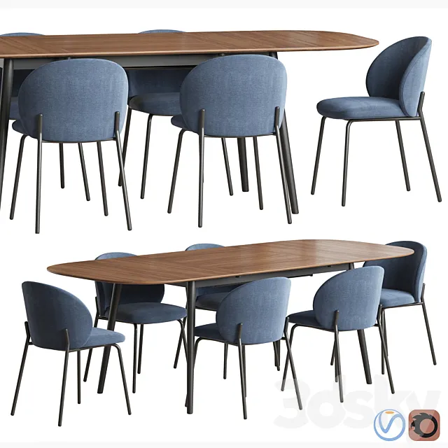 Kingston table Princeton chair Boconcept 3DModel