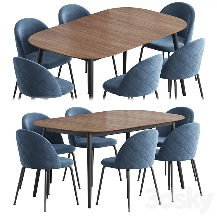 Kingston table stool Mystere Dining set 3D Model Free Download
