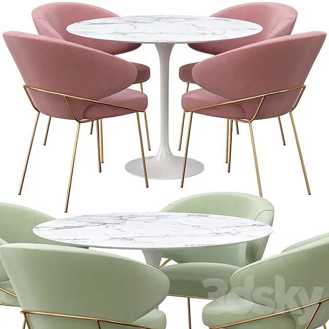 Kinley Chair & Apriori T Dining Table 3D Model
