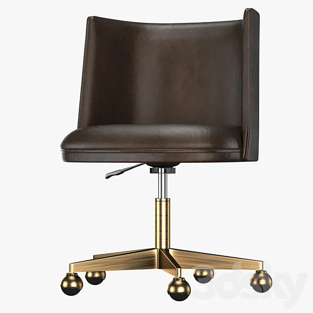 KINNEY LEATHER DESK CHAIR – ANTIQUED BRASS 3DModel KINNEY LEATHER DESK CHAIR – ANTIQUED BRASS 3DModel