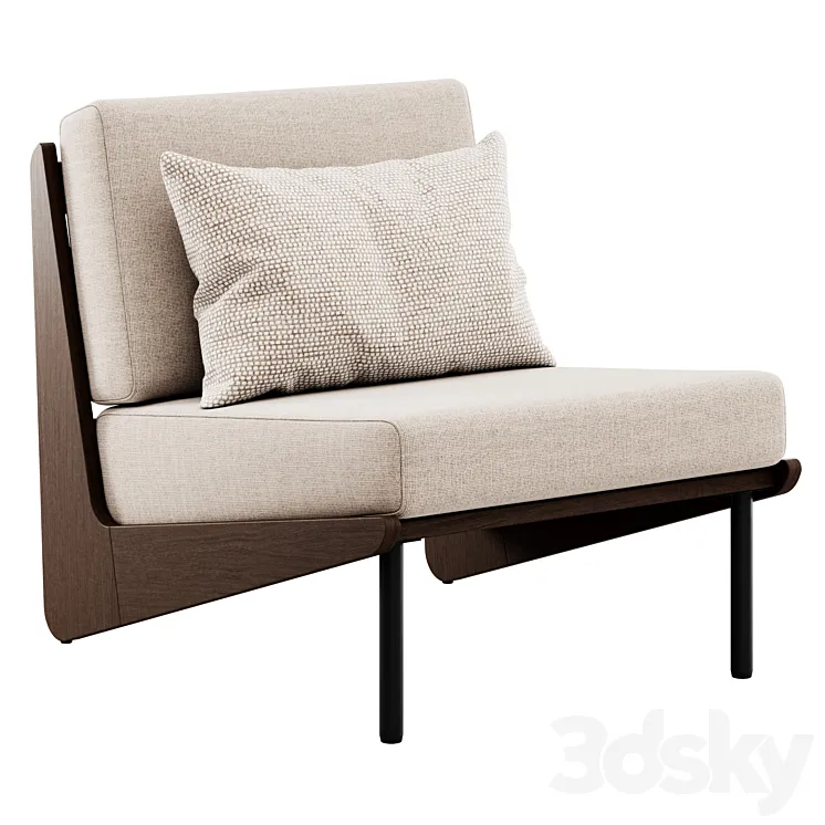 Kinney Teak Lounge Chair by Crate and Barrel 3D Model Free Download