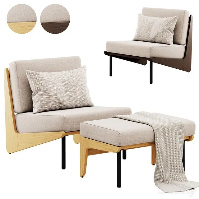 Kinney Teak Lounge Chair by Crate and Barrel 3D Model Kinney Teak Lounge Chair by Crate and Barrel 3D Model