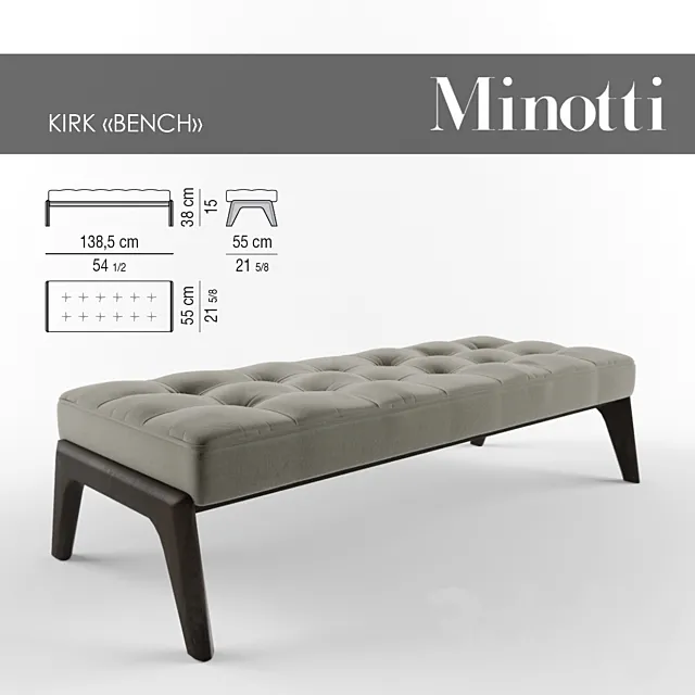 Kirk_Bench_Minotti 3D Model Kirk_Bench_Minotti 3D Model