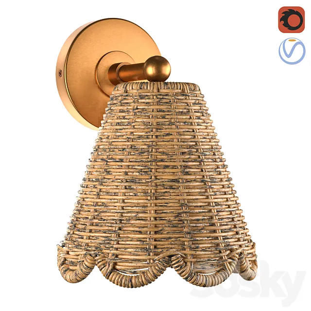 Kismet Hanging wicker rattan Sconce 3D Model