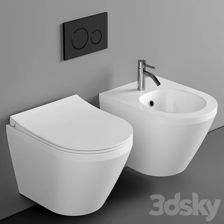 Kit Installation system VitrA 800-2012 with flush button 3D Model Free Download