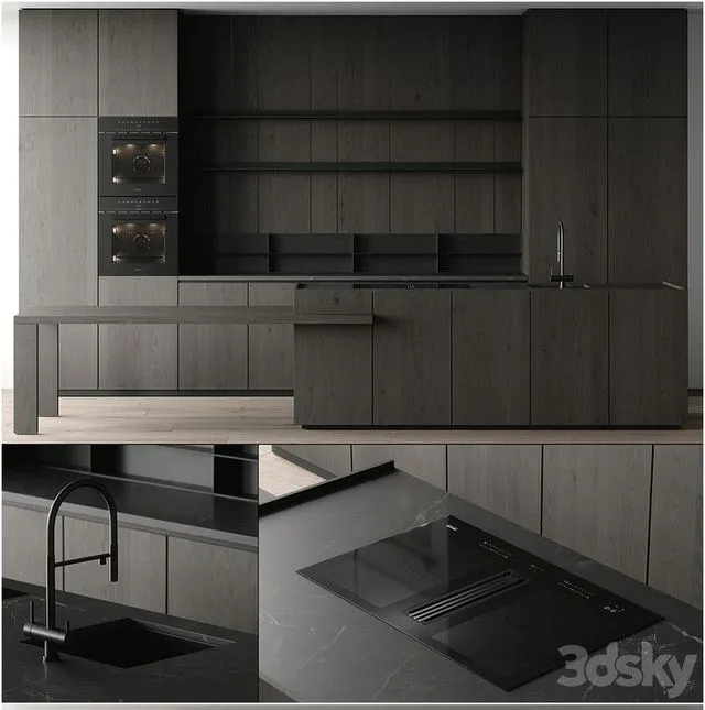 Kitchen 19 dark color 3D Model