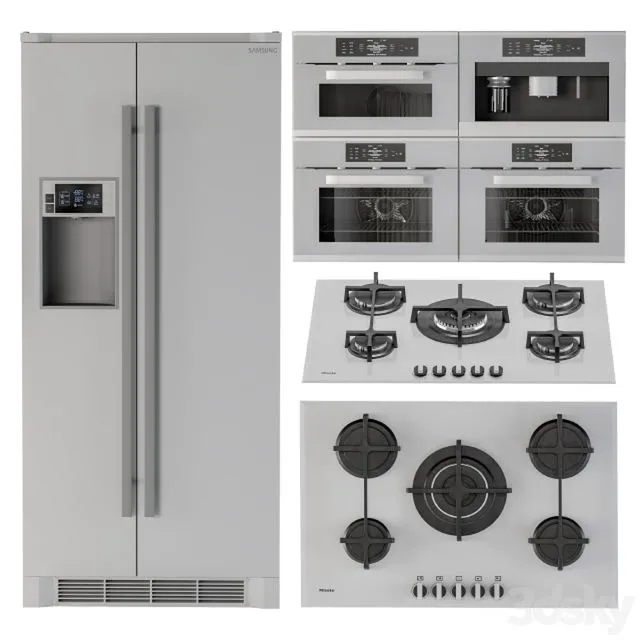 Kitchen appliance Set Gray White 3D Model Kitchen appliance Set Gray White 3D Model
