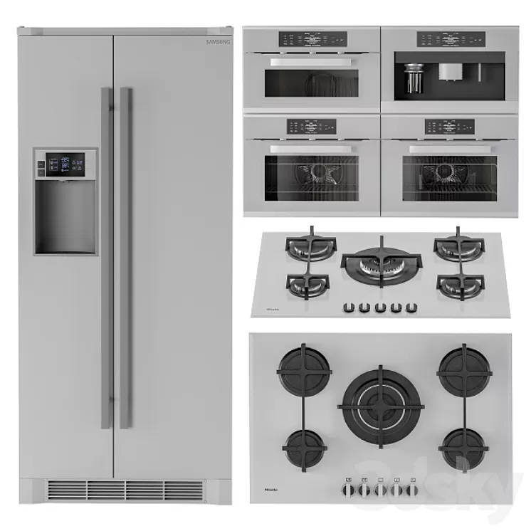 Kitchen appliance Set Gray White 3D Model