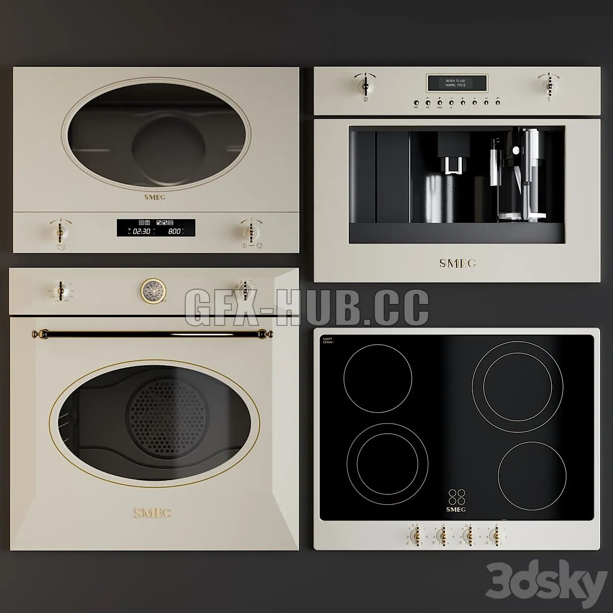 Kitchen Appliances Smeg Colonial 3D Model Kitchen Appliances Smeg Colonial 3D Model