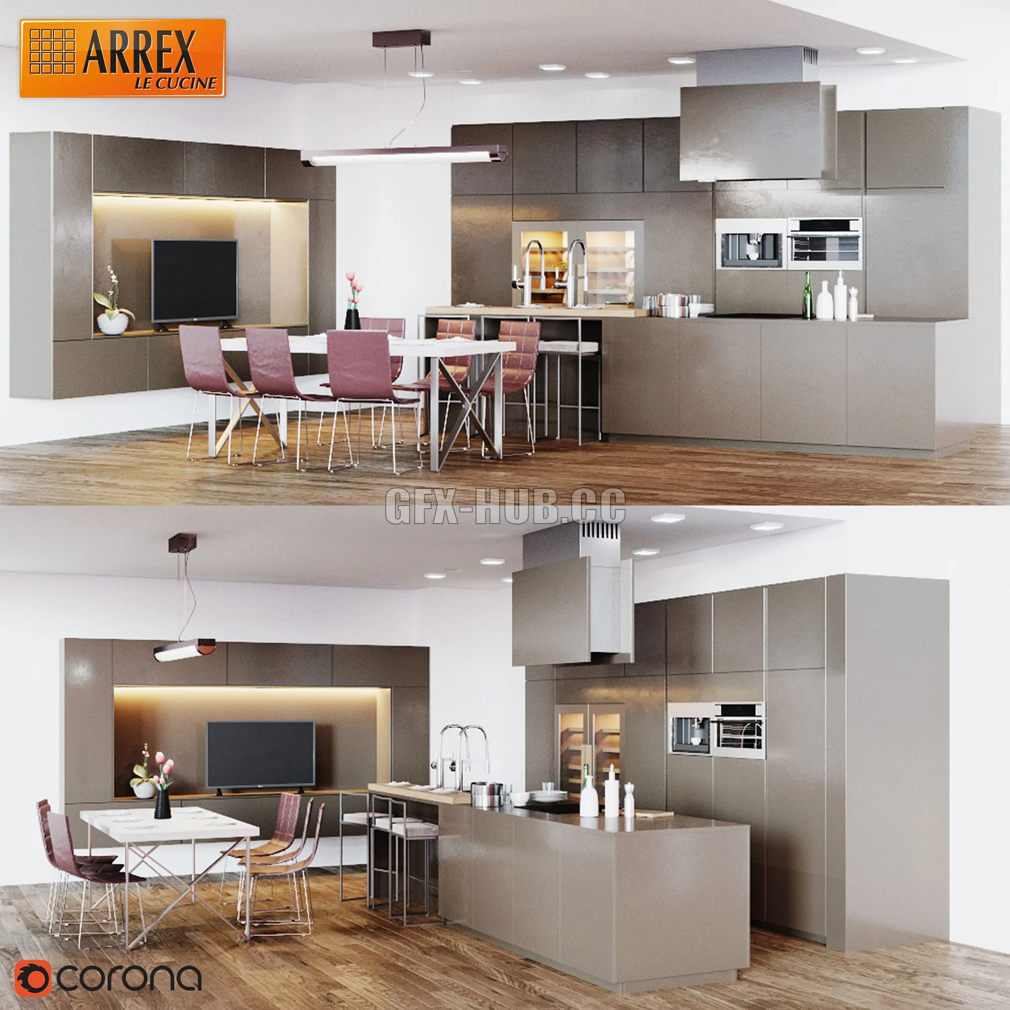 Kitchen Arrex Opale 3D Model