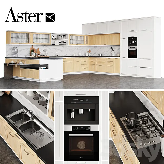 Kitchen Aster CUCINE Timeline 2.0 3D Model