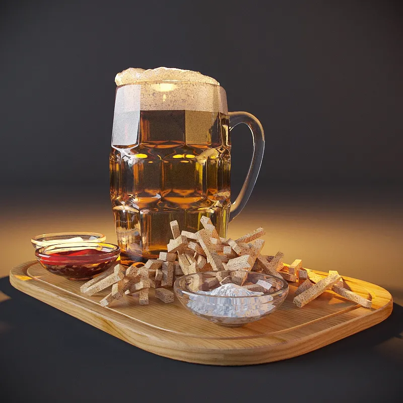 kitchen – Beer with snacks 01 3D Model