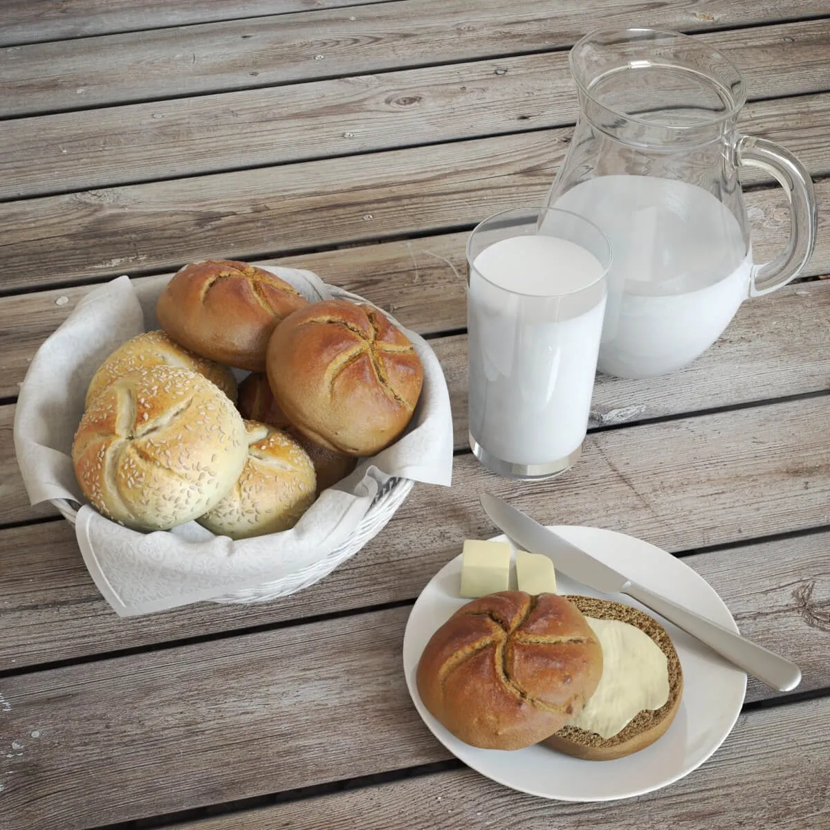 kitchen – Buns and milk 3D Model
