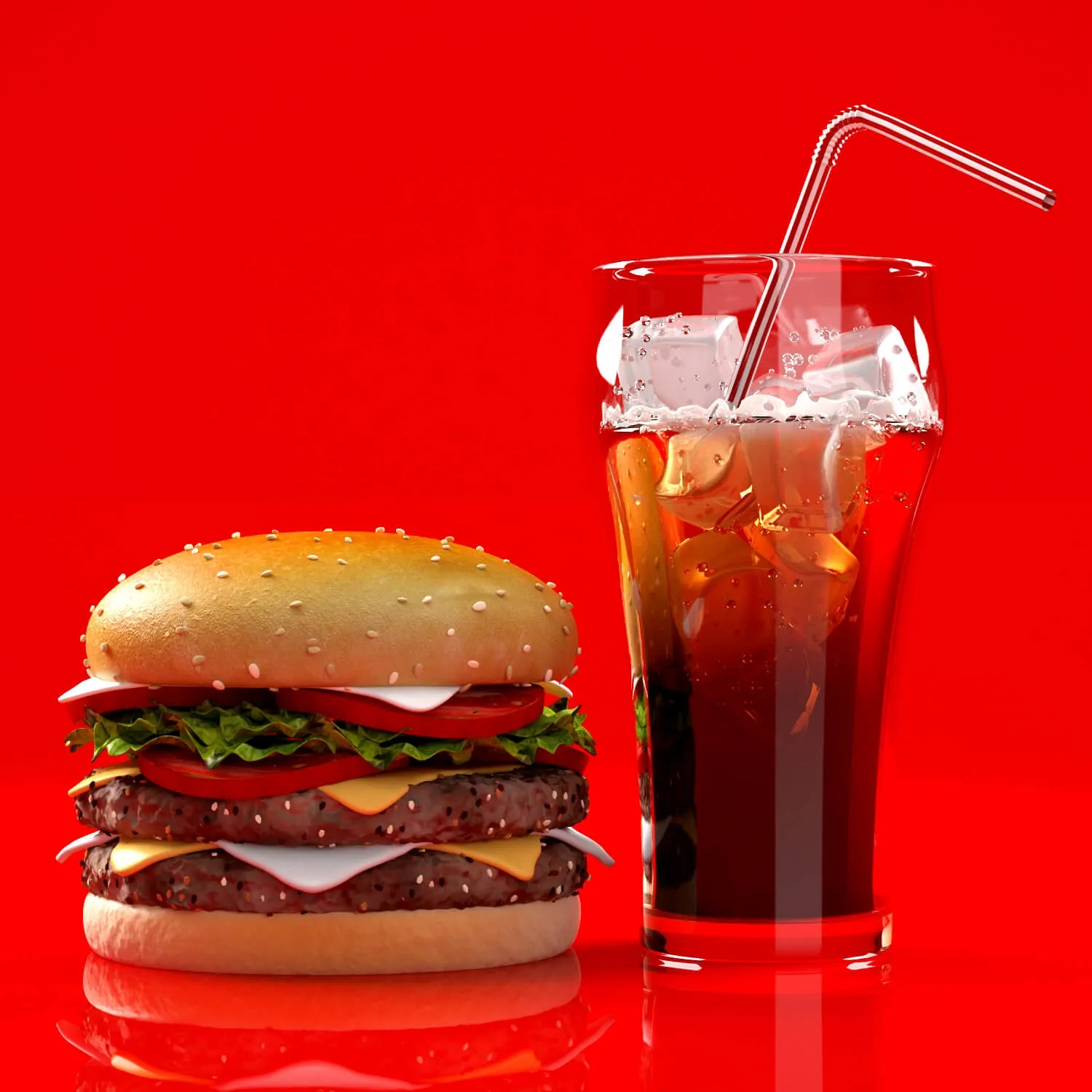 kitchen – Burger and cola 3D Model
