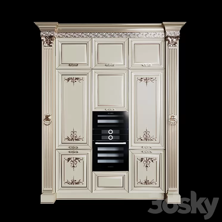 Kitchen cabinet classic set 009 3D Model Kitchen cabinet classic set 009 3D Model