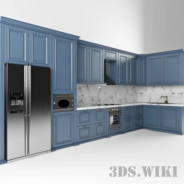 kitchen – Classic blue kitchen 3D Model