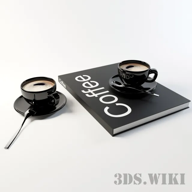 kitchen – Coffee in black cups 3D Model