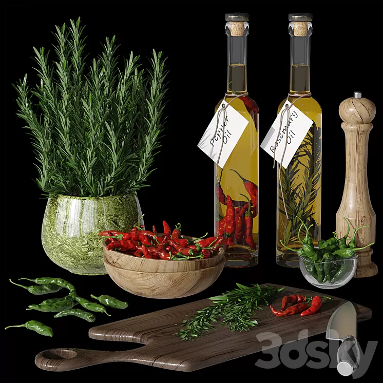 Kitchen decor set 3D Model