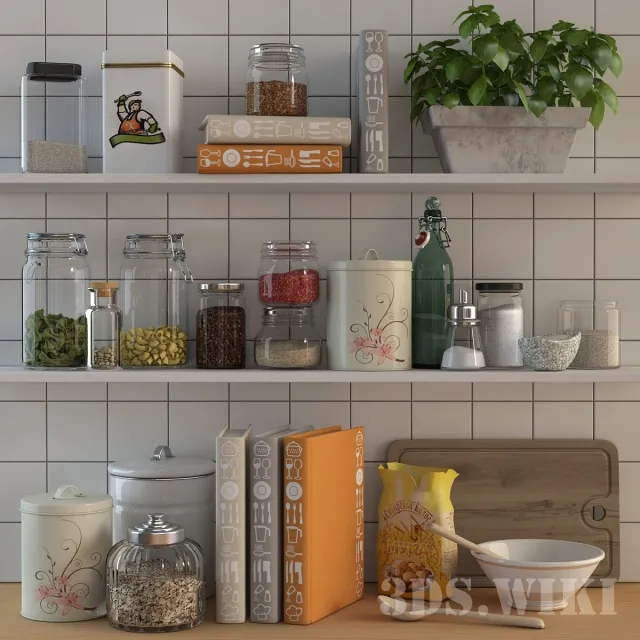 kitchen – Decorative crockery set 3D Model