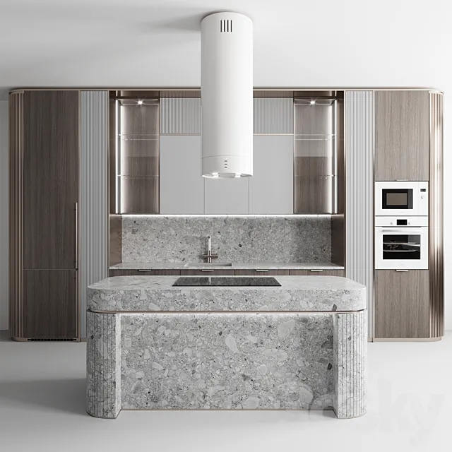 Kitchen №129 “Wood and Concret” 3D Model