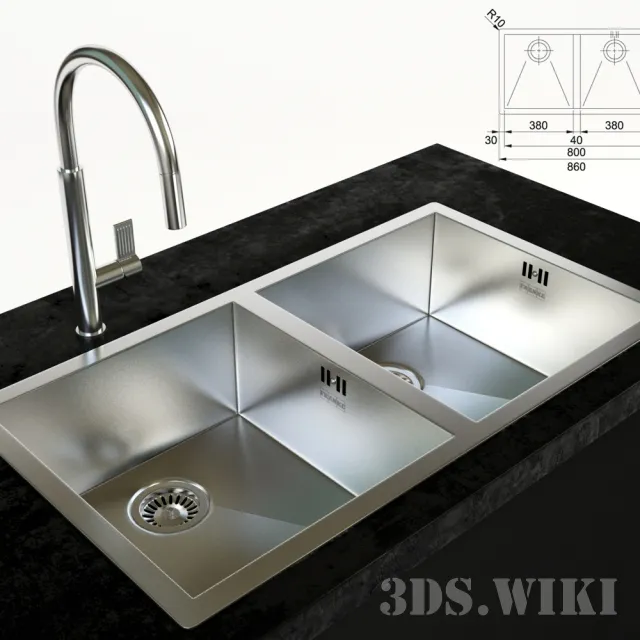 kitchen – Franke Planar PPX 220 undercounter sink 3D Model kitchen – Franke Planar PPX 220 undercounter sink 3D Model