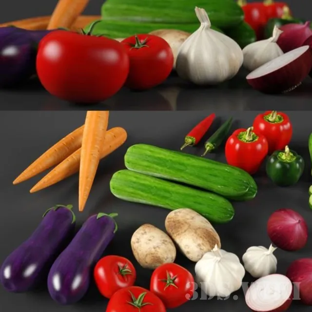kitchen – Fresh vegetables set 3D Model