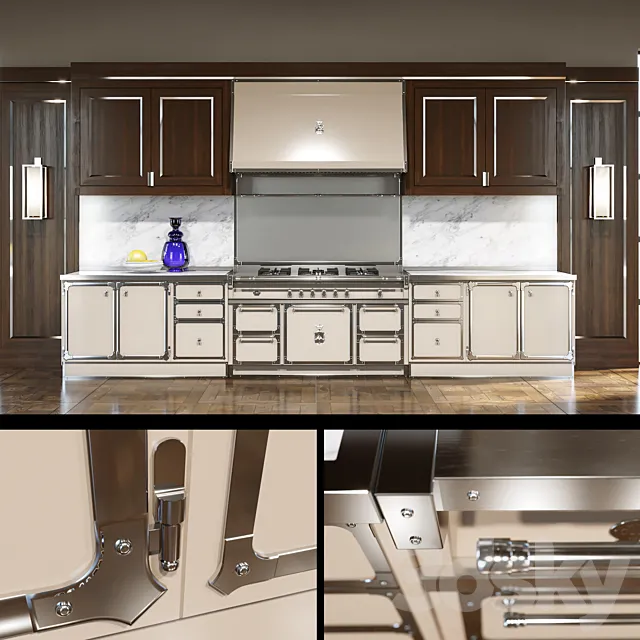 Kitchen GULLO AVANA PEARL & SATIN NICKEL 3D Model Kitchen GULLO AVANA PEARL & SATIN NICKEL 3D Model