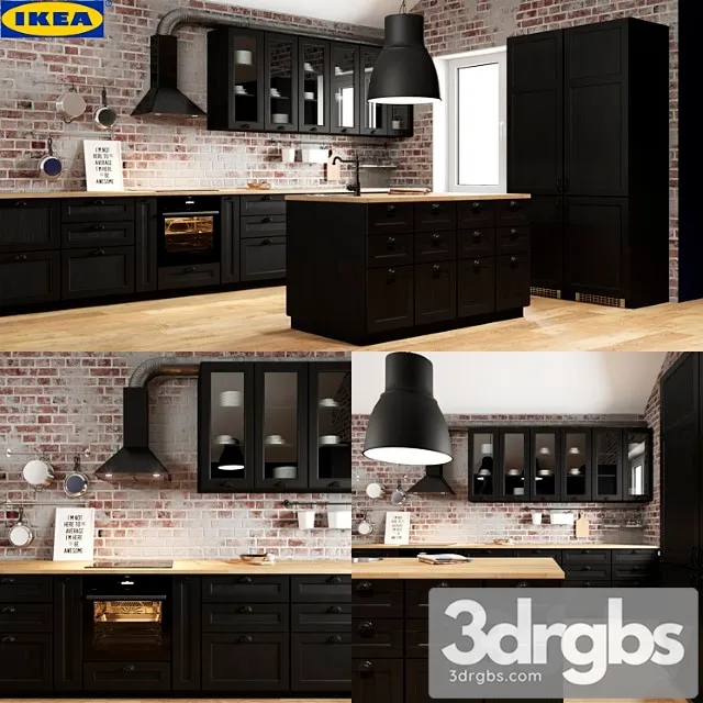 Kitchen Ikea Laxarby 1 3D Model Download