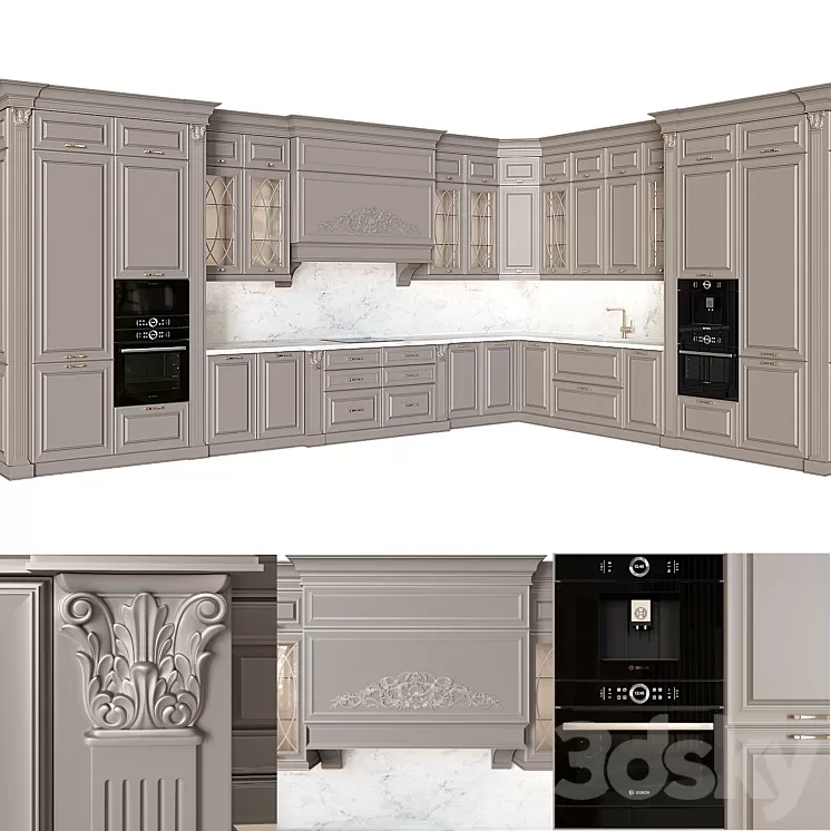 Kitchen in classic style 02 3D Model