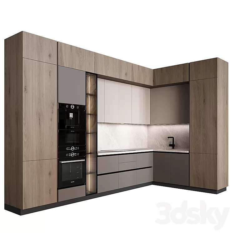 Kitchen in modern style 04 3D Model Free Download