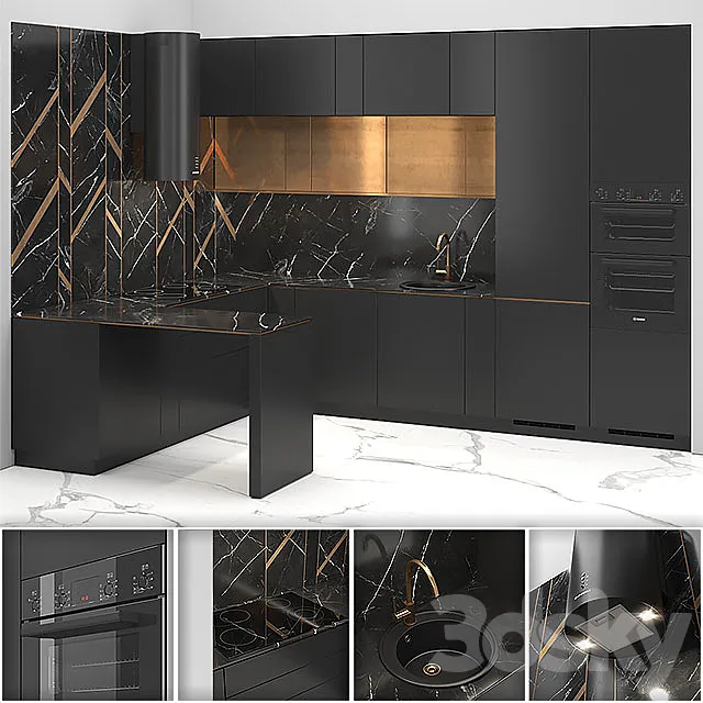 Kitchen INGE C-shaped 3D Model Kitchen INGE C-shaped 3D Model