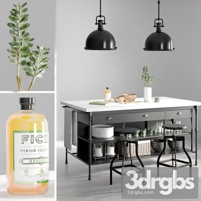 Kitchen Island 2 3D Model Download