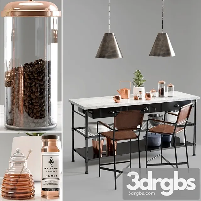 Kitchen island 6 3D Model Download